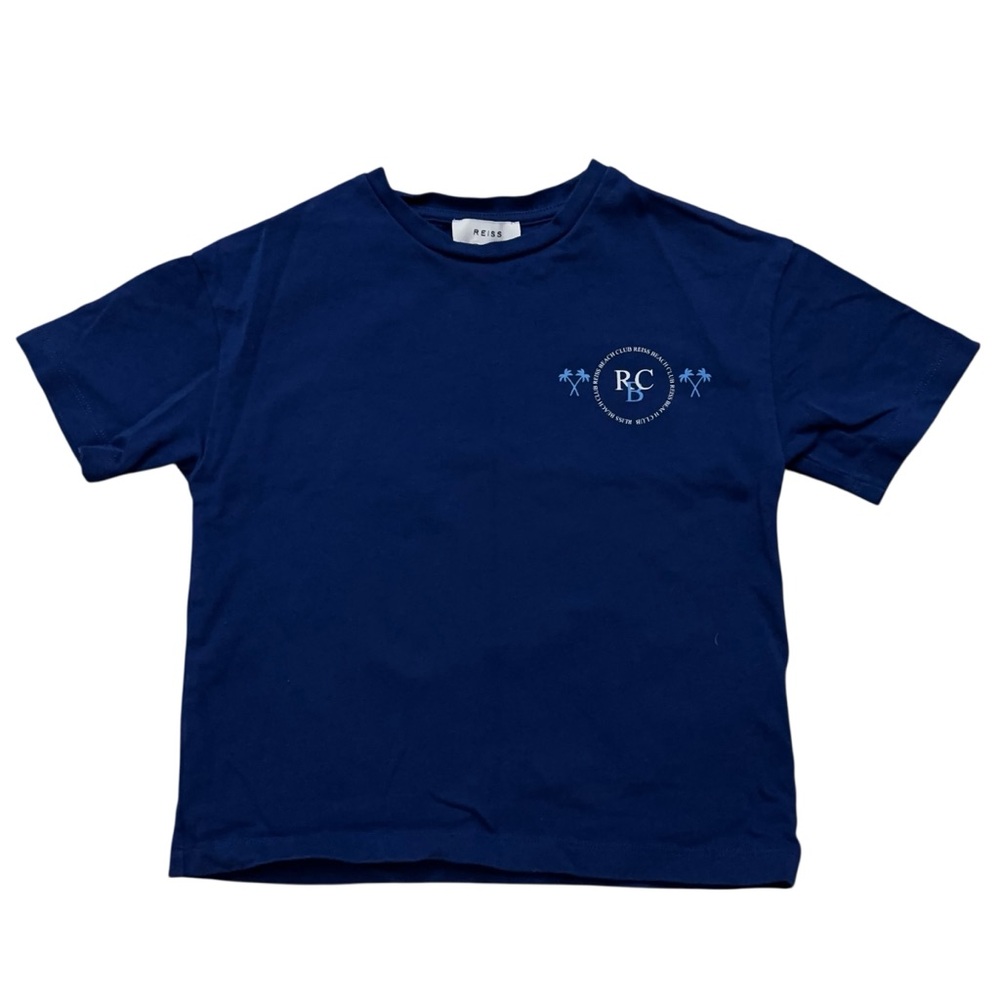 REISS T-Shirt Boys Size 5/6 Short Sleeve Graphic Print Crewneck Blue
